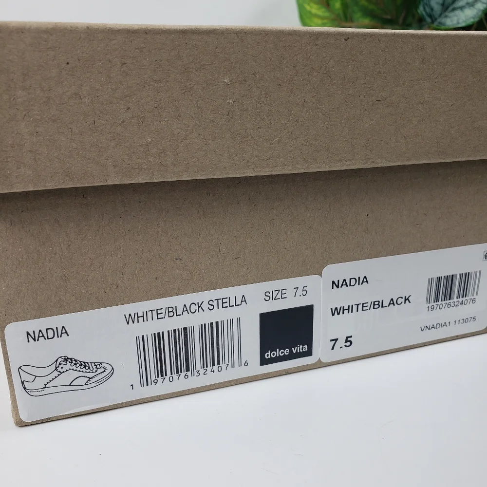 Dolce Vita - White Black Leather Taupe Suede Stella Nadia Sneaker sz 7.5